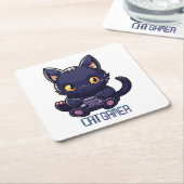 Cat Gamer Rechteckiger Pappuntersetzer (angewinkelt)