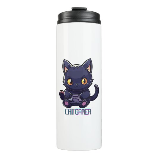 Cat Gamer Thermosbecher (Vorderseite)
