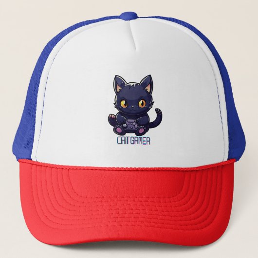 Cat Gamer Truckerkappe (Vorderseite)