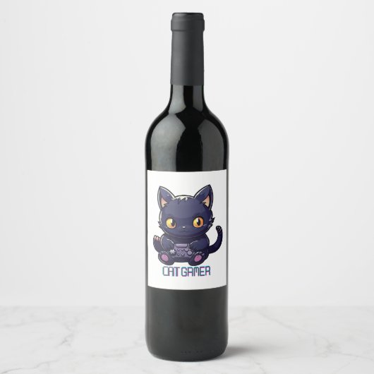 Cat Gamer Weinetikett (Vorderseite)