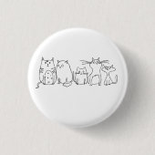 Cat Gang Line Art Cartoon Illustration Button (Vorderseite)