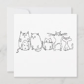 Cat Gang Line Art Cartoon Illustration Einladung (Vorderseite)
