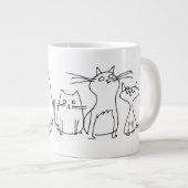 Cat Gang Line Art Cartoon Illustration Jumbo-Tasse (Vorderseite Rechts)