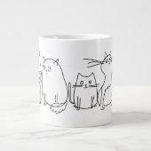 Cat Gang Line Art Cartoon Illustration Jumbo-Tasse (Vorderseite)