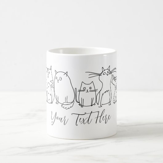Cat Gang Line Art Cartoon Illustration Kaffeetasse (Mittel)