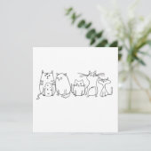 Cat Gang Line Art Cartoon Illustration Save The Date (Stehend Vorderseite)
