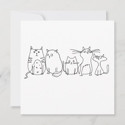 Cat Gang Line Art Cartoon Illustration Save The Date (Vorderseite)