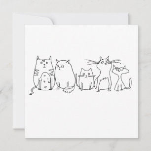 Cat Gang Line Art Cartoon Illustration Save The Date