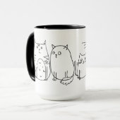 Cat Gang Line Art Cartoon Illustration Tasse (Vorderseite Links)