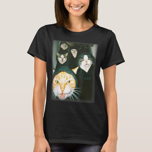 Cat Gang Meme Funny Chaotic Cats Unhinged Feline H T-Shirt (Vorderseite)
