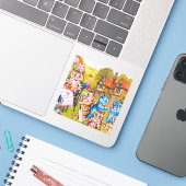 Cat Garden Party Aufkleber (Laptop mit iPhone)