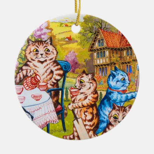 Cat Garden Party Keramik Ornament (Vorne)