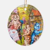 Cat Garden Party Keramik Ornament (Links)