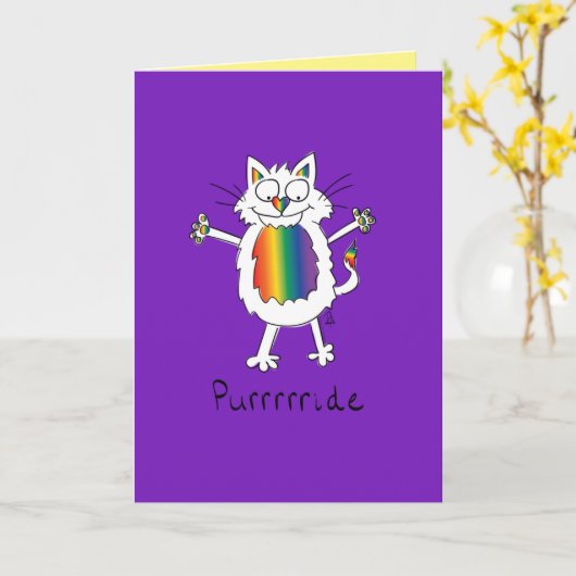 Cat Gay Pride LGBTQ Karte (Gelbe Blume)