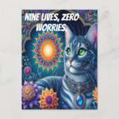 Cat Gazing Under a Starry Sky um Mitternacht Postkarte (Vorderseite)