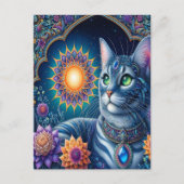 Cat Gazing Under a Starry Sky um Mitternacht Postkarte (Vorderseite)