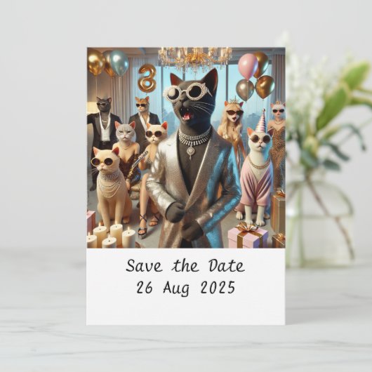 CAT-Geburtstagspartei Einladung (Stehend Vorderseite)