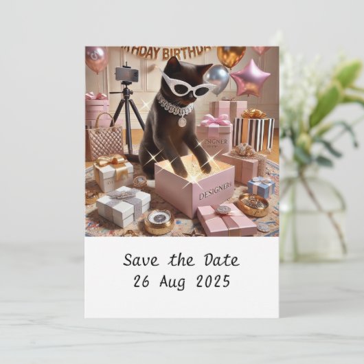 CAT-Geburtstagspartei Einladung (Stehend Vorderseite)