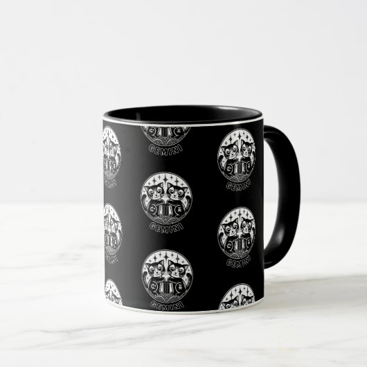 Cat Gemini Zodiac Black Tasse (VorderseiteRechts)
