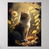 Cat Genießen Sie den Sonnenschein im Garten der Bl Poster (Vorne)
