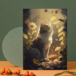 Cat Genießen Sie den Sonnenschein im Garten der Bl Postkarte
