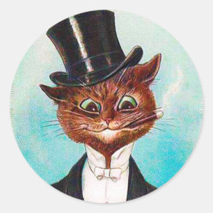 Cat Gentleman, Louis Wain Runder Aufkleber