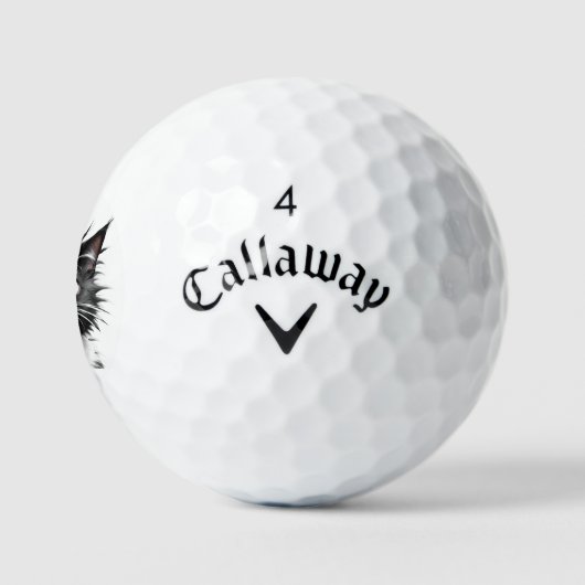 Cat-Gesicht Zeichnend Grafik-Golf-Ball-Set von 3, Golfball (Logo)