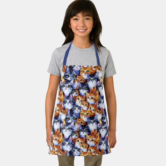 Cat Gesichter Cartoon Collage graue Ingwer Kitten Schürze (Insitu)