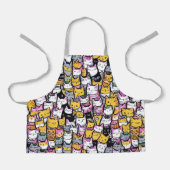 Cat Gesichter doodle Druckcollage Kätzchen Muster Schürze (Vorderseite)
