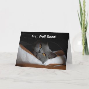 Cat Get Well Balon Customizable Karte