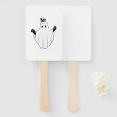 Cat Ghost Boo Halloween Funny Spooky Black Cat Fächer (Vorne und Hinten)
