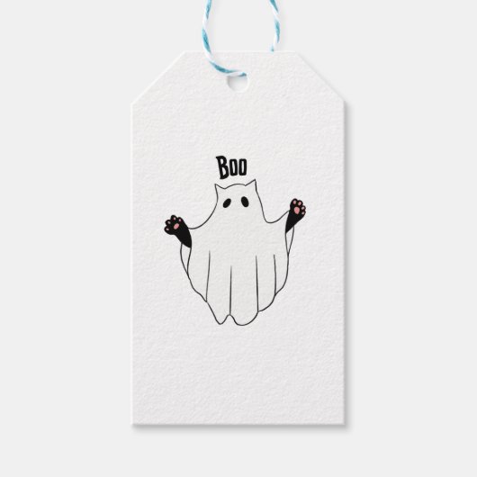 Cat Ghost Boo Halloween Funny Spooky Black Cat Geschenkanhänger (Vorderseite)