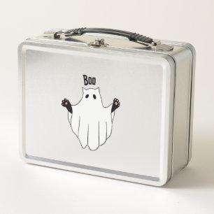 Cat Ghost Boo Halloween Funny Spooky Black Cat Metall Brotdose