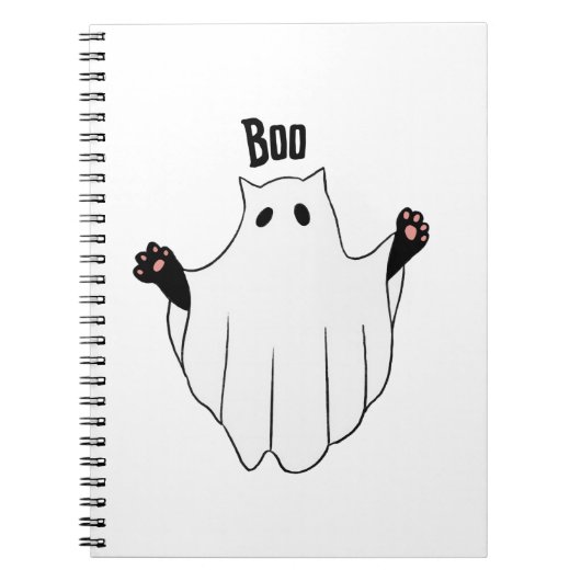Cat Ghost Boo Halloween Funny Spooky Black Cat Notizblock (Vorderseite)