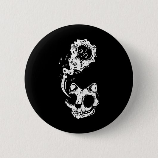 Cat Ghost Lazy Halloween Kostüm Spaß Kitten Skull Button (Vorderseite)