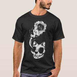 Cat Ghost Lazy Halloween Kostüm Spaß Kitten Skull T-Shirt