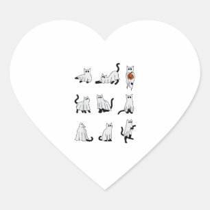 Cat Ghost Spooky Niedliches Halloween für Männer F Herz-Aufkleber