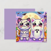Cat Ghost und Cat Mummy Einladung (Vorne/Hinten)