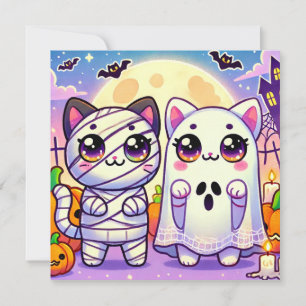 Cat Ghost und Cat Mummy Einladung