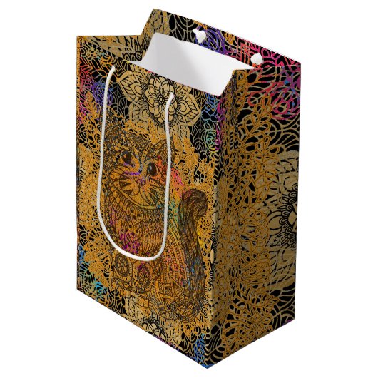Cat Gift Bag Mittlere Geschenktüte (Vorderseite Schrägansicht)