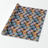 Cat Gift | Niedliche Cat Faces Geschenkpapier (Ungerollt)