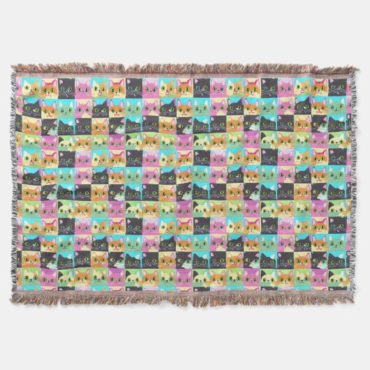 Cat Gift | Niedliches Kawaii Cat Pattern Decke (Vorderseite)