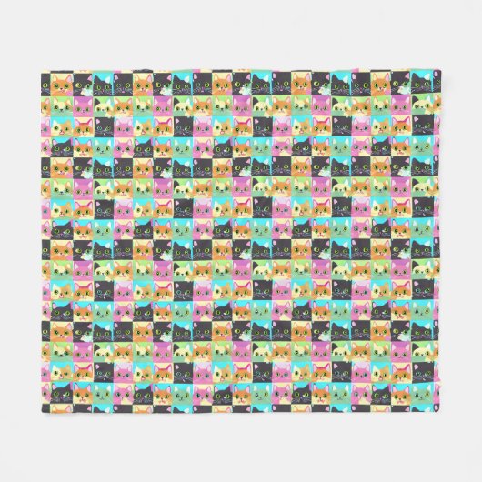 Cat Gift | Niedliches Kawaii Cat Pattern Fleecedecke (Vorderseite (Horizontal))