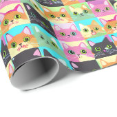 Cat Gift | Niedliches Kawaii Cat Pattern Geschenkpapier (Rolleneckpunkt)