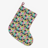 Cat Gift | Niedliches Kawaii Cat Pattern Großer Weihnachtsstrumpf (Vorderansicht (hängend))