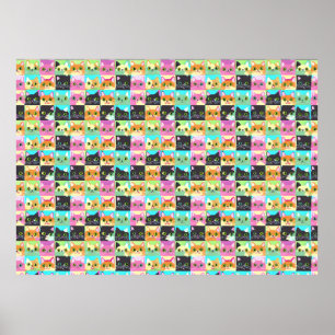 Cat Gift   Niedliches Kawaii Cat Pattern Poster