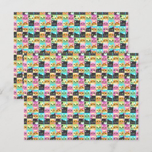 Cat Gift | Niedliches Kawaii Cat Pattern Postkarte (Vorne/Hinten)