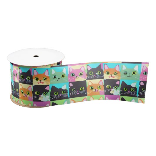 Cat Gift | Niedliches Kawaii Cat Pattern Satinband (Spule)
