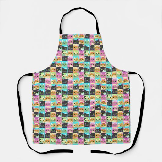 Cat Gift | Niedliches Kawaii Cat Pattern Schürze (Vorderseite)
