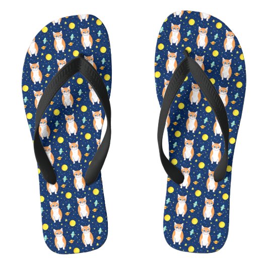 Cat Gift | Space Cat Pattern Graphic Badesandalen (Fußbett)